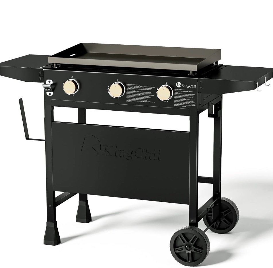 KingChii 3-Burner 27" Propane Griddles Outdoor Flat Top Gas Grill Griddle for Camping, Tailgating, BBQ, Parties, Backyard & Patio