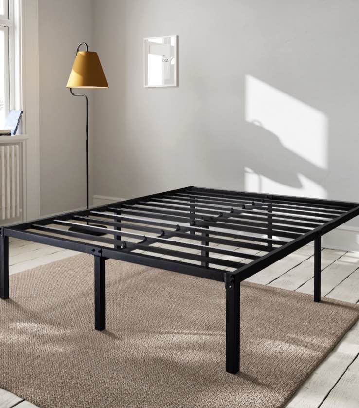 Amolife Heavy Duty Queen Size Metal Platform Bed Frame with 16.5'' Large Under Bed Storage Space, Black