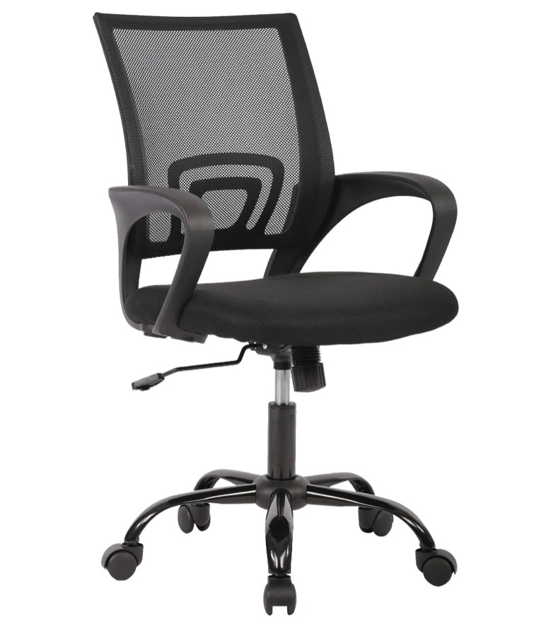 JONPONY Ergonomic Office Chair, Lumbar Support, Adjustable Height with Armrests for Adults,Black