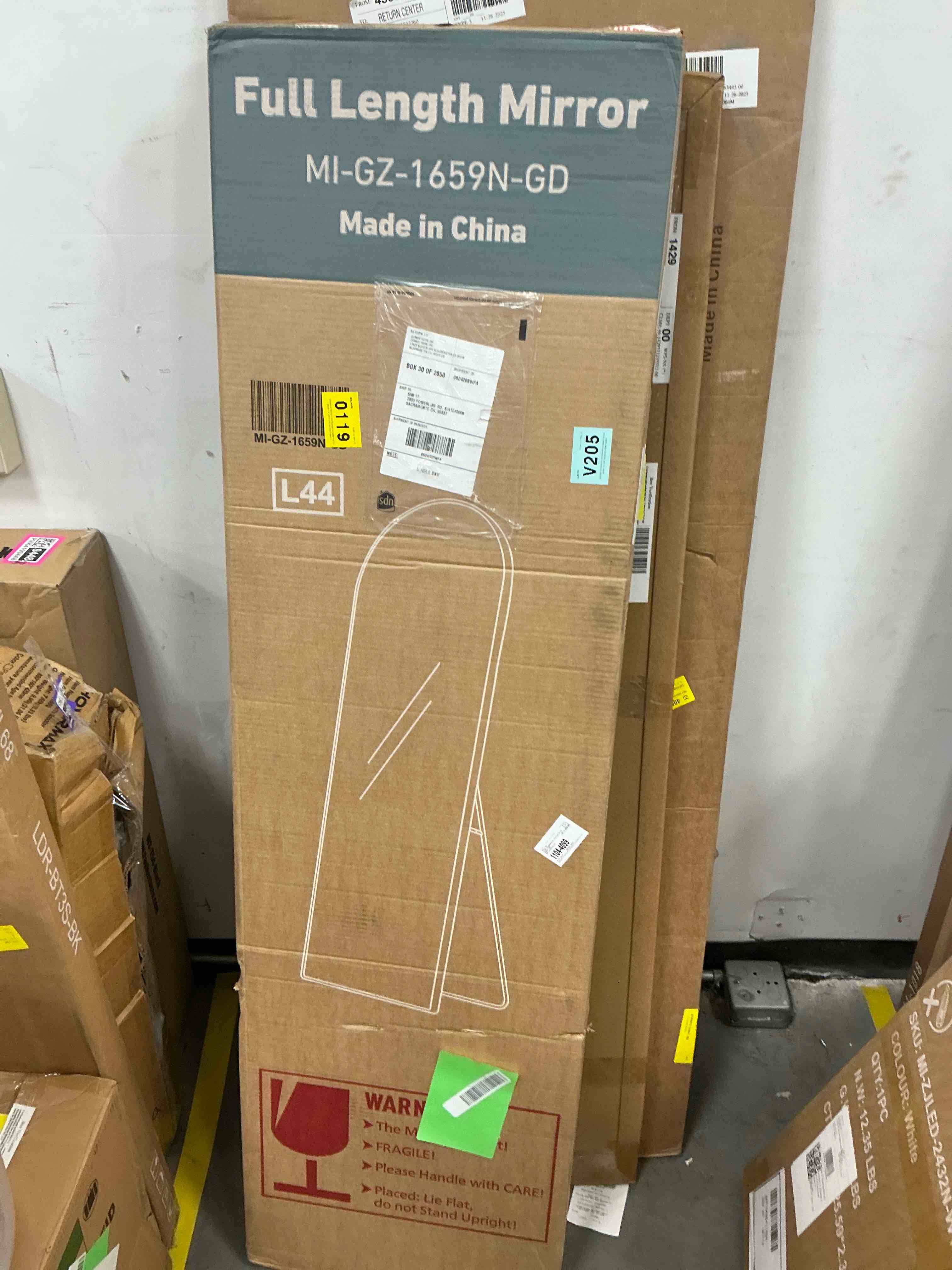 Condition photo showing New/Like New for CONCETTA 59"x16" Arched Full Length Mirror, Full Body Standing Mirror Floor Mirrors, Gold