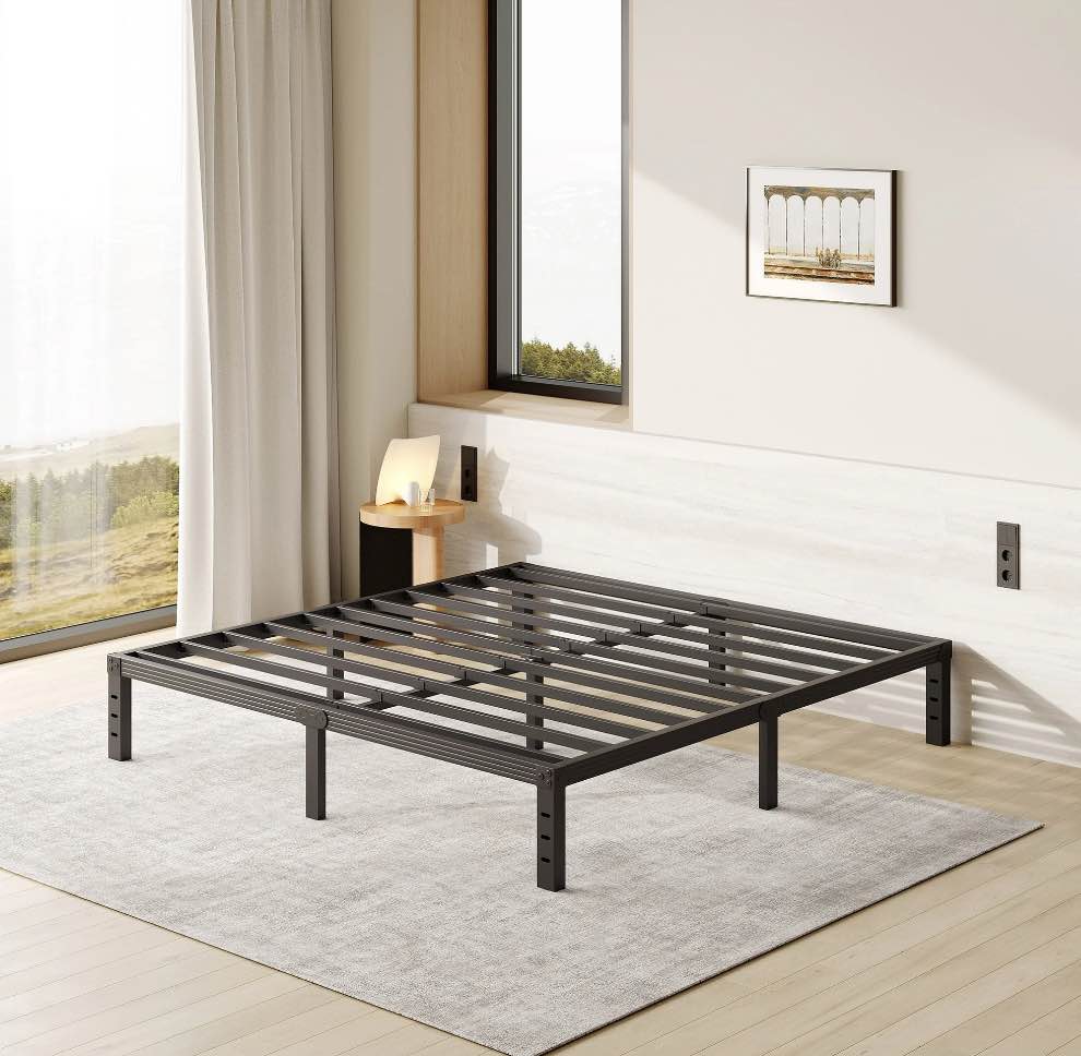 FSCHOS 12 Inch King Size Bed Frame, Heavy Duty Metal Platform, No Box Spring Needed, Easy Assembly, Black