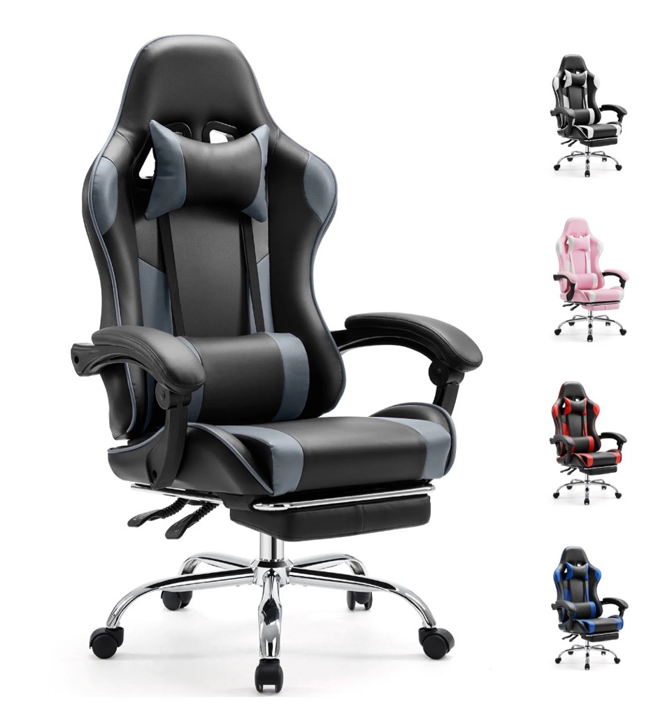 EDX Ergonomic Gaming Chair High Back Office Chair with Lumbar Support and Adjustable Armrests Swivel Racing Chair, Black and Gray