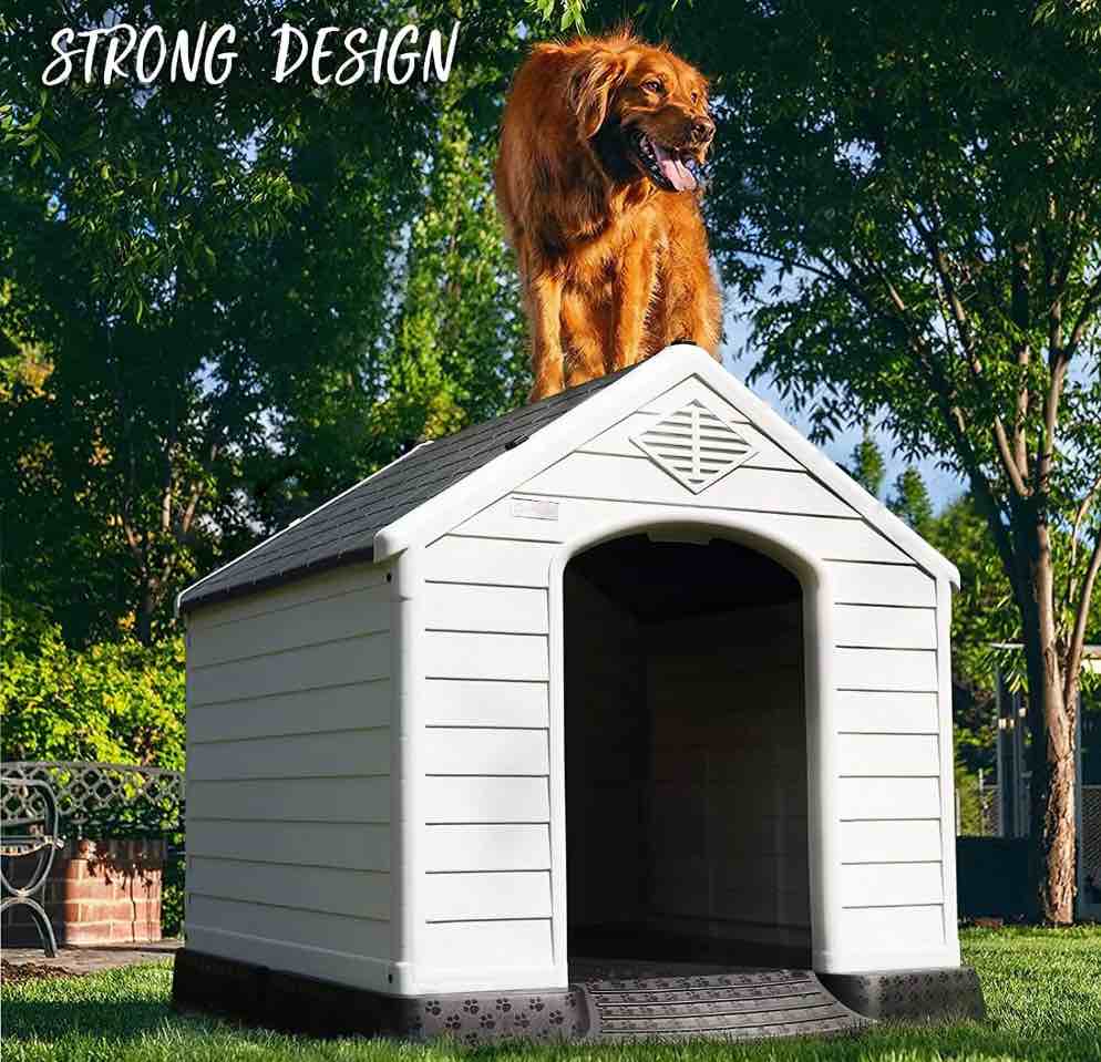 Vitesse Plastic Dog House Outdoor Indoor for Small Medium Large Dogs Waterproof Dog Houses with Elevated Floor and Air Vents Durable Ventilate & Easy Clean and Assemble