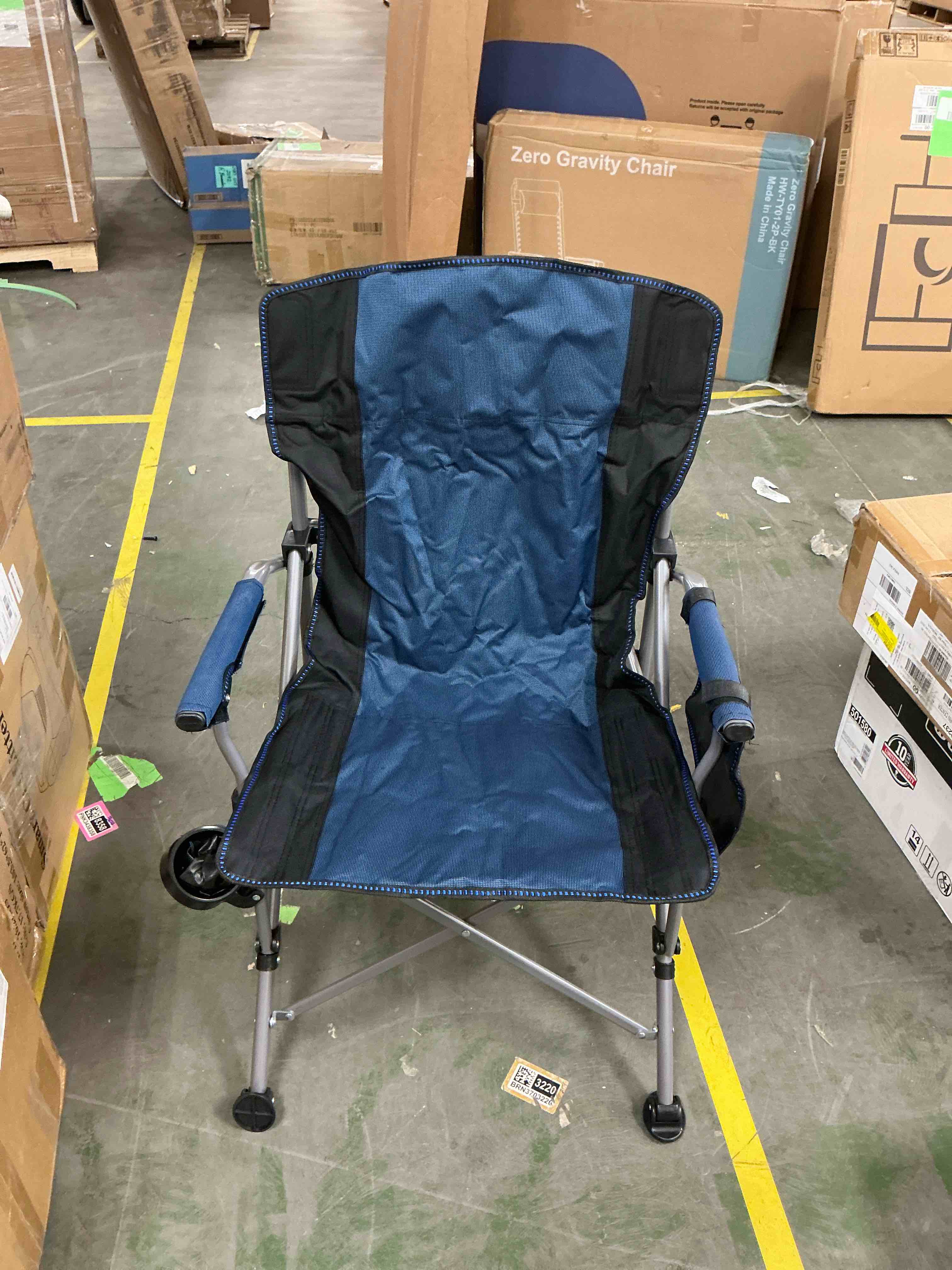 Condition photo showing Good Condition for Portable Camping Chair,Heavy Duty Lumbar Back Supports 300 Lbs,Padded Hard Arm Folding Camp Beach Chair with Cup Holder-Blue