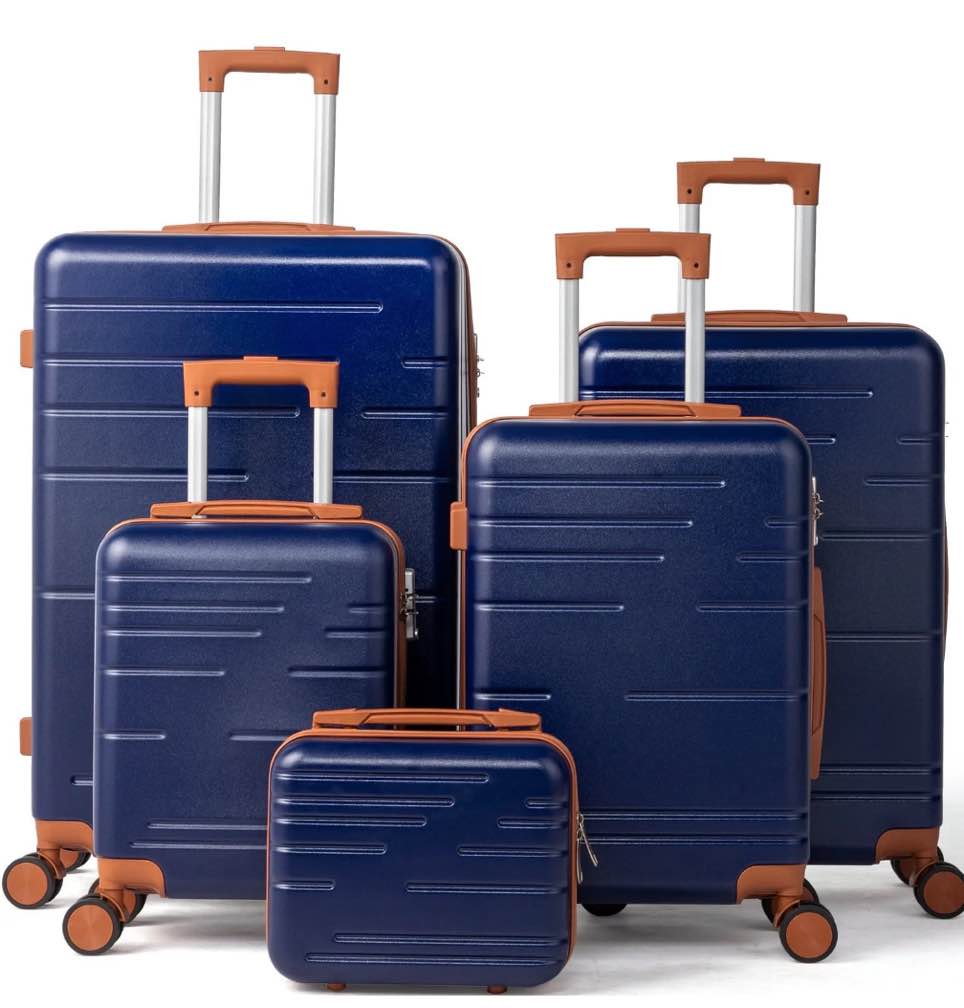 Zimtown Luggage 5 Piece Sets Suitcase ABS Hardside with Spinner Wheels and TSA Lock, Navy Blue