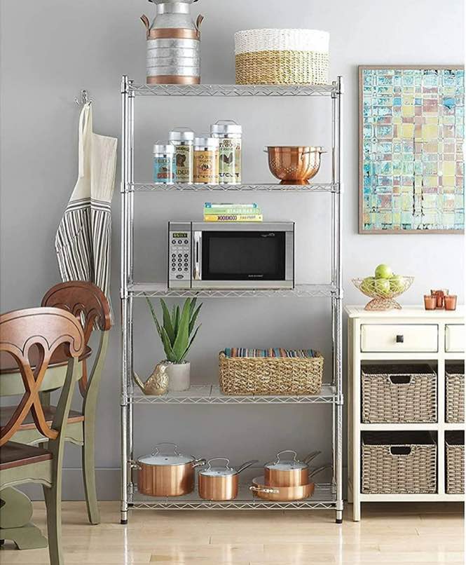 Ktaxon 5-Tier Wire Shelving Unit Steel Storage Rack for Garage Office Kitchen Silver 30 W x 14 D x 60 H
