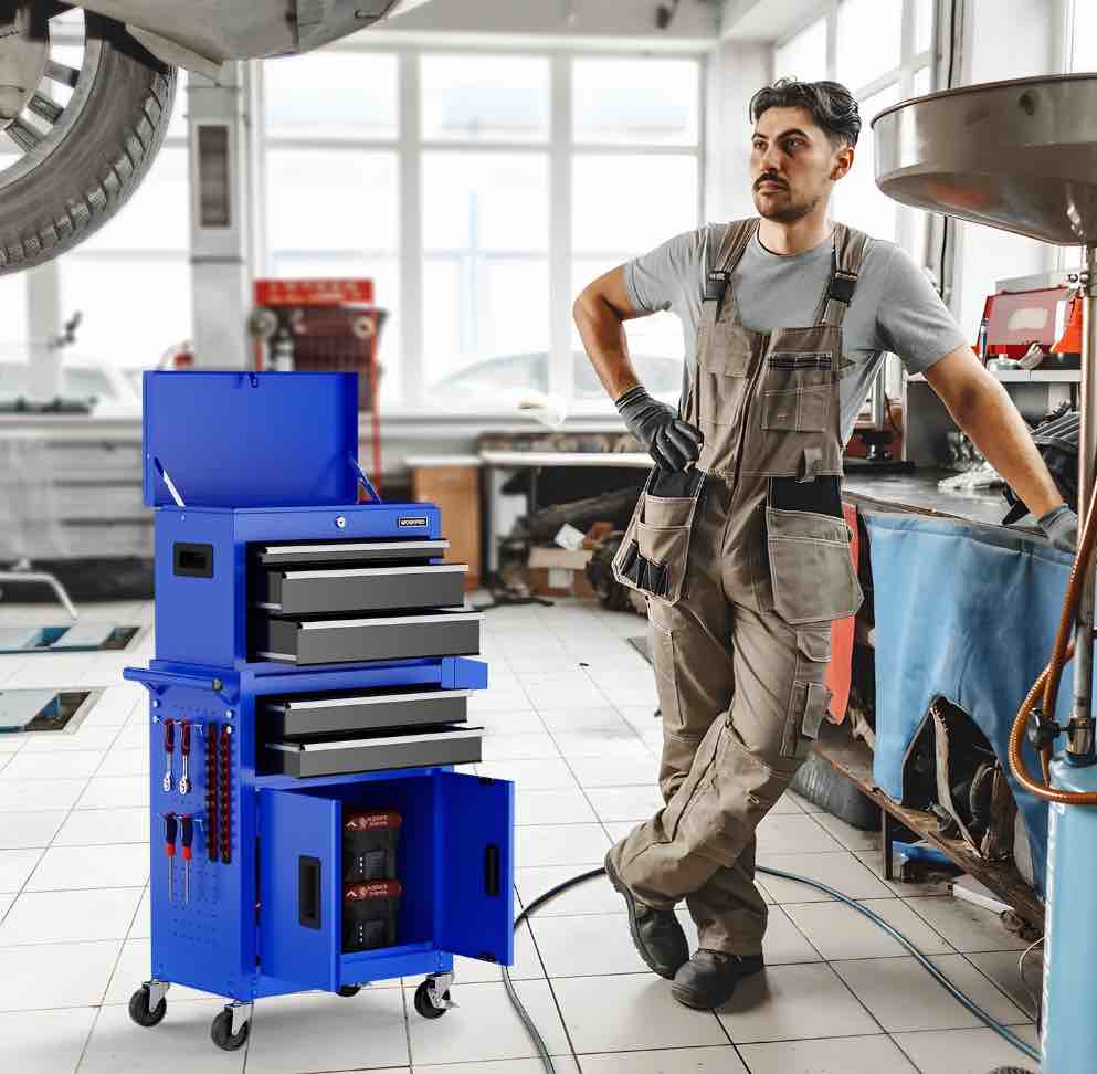 WORKPRO 20 inch 5-Drawer Rolling Tool Chest, Sliding Metal Drawer Rolling Tool Storage Cabinet, Removable Toolbox Organizer for Workshop, Garage