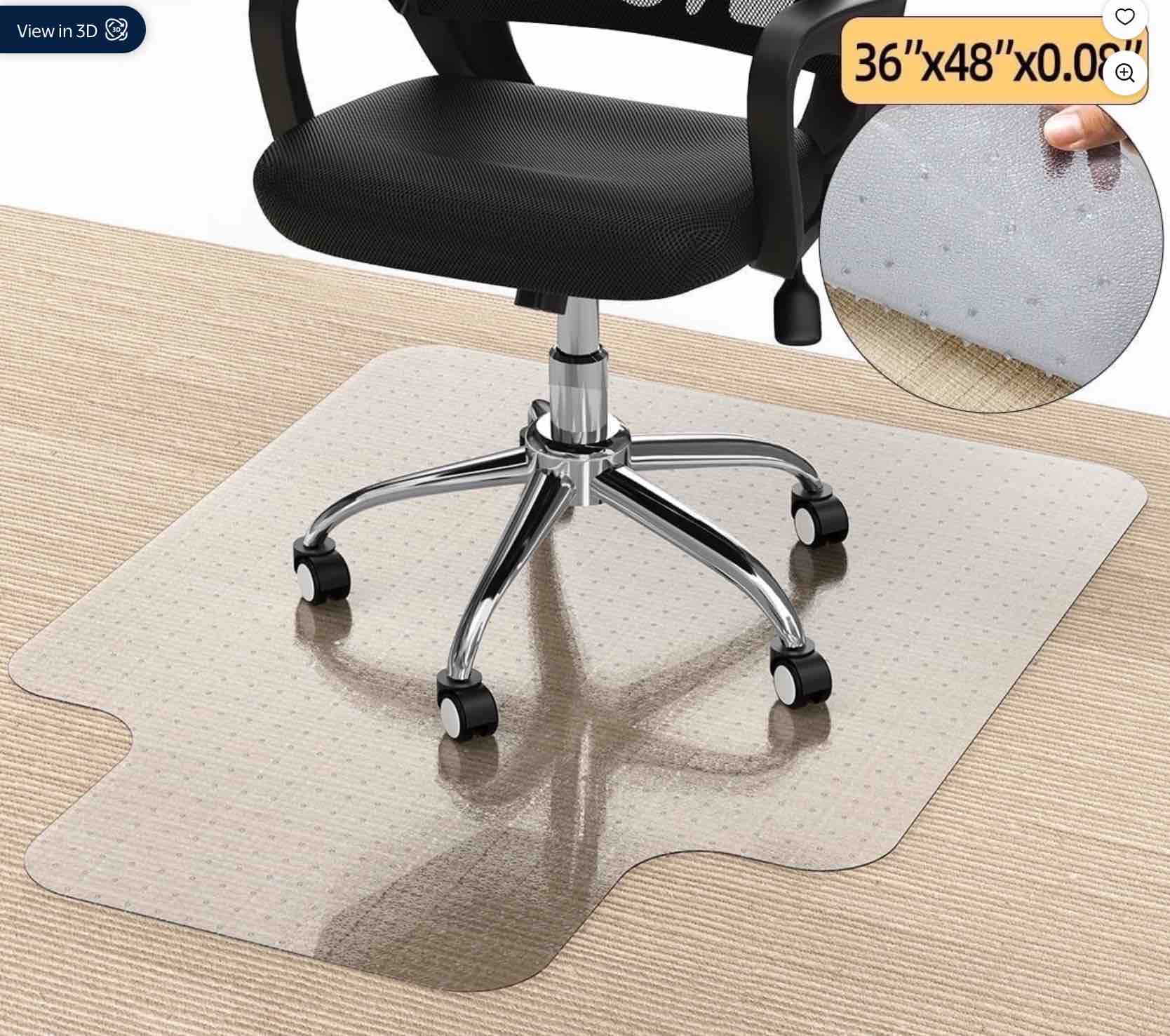 GPED Office Chair Mat for Carpet, 36" x 48" Carpet Protector Mat, Sturdy Carpet Chair Mat with Studs for Office, Home and Gaming Floor