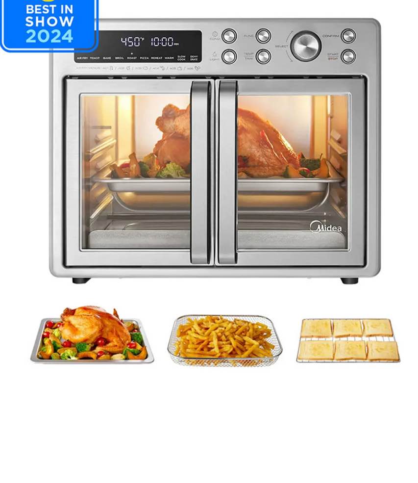 Midea Flexify™ French Door Toaster Oven Air Fryer Combo, 26.4 Qt, 10 Presets, Pizza Oven, Stainless Steel