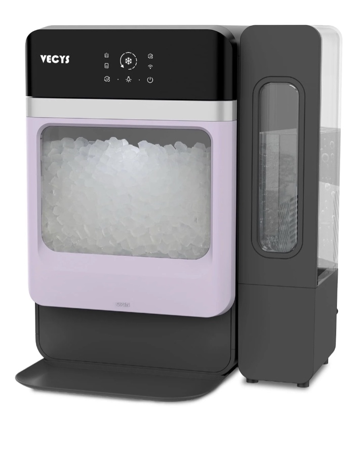 VECYS Nugget Ice Maker with Steel Trim, 33LBS/Day Self-Cleaning