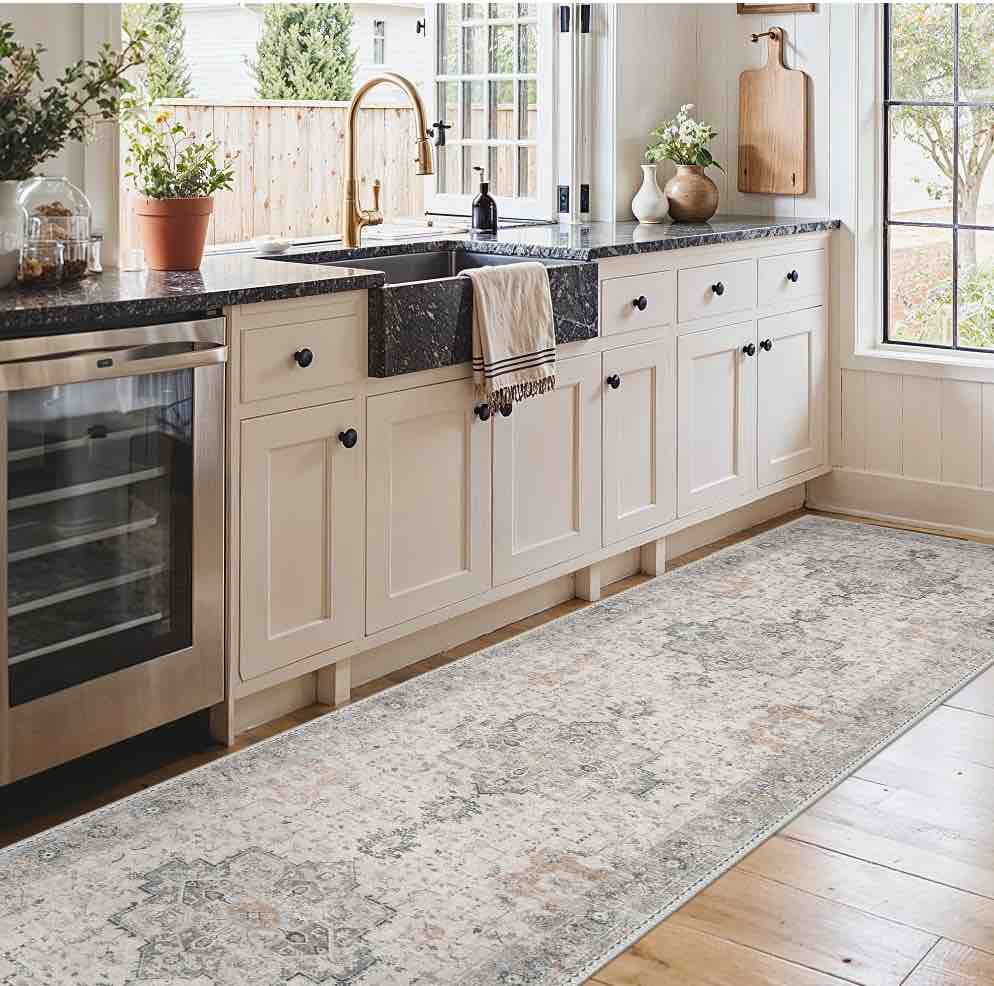 KUETH 3x8 Area Rugs for Living Room, Non Slip Machine Washable Retro Rugs, Ultra-thin Print Rug for Bedroom, Dining Room, Home Office.