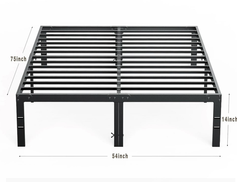 edx Bed Frame - Full Size Heavy Duty Platform Bed with Underbed Storage, 14-Inch High Steel Slat Support, Non-Slip Design, No Box Spring Required