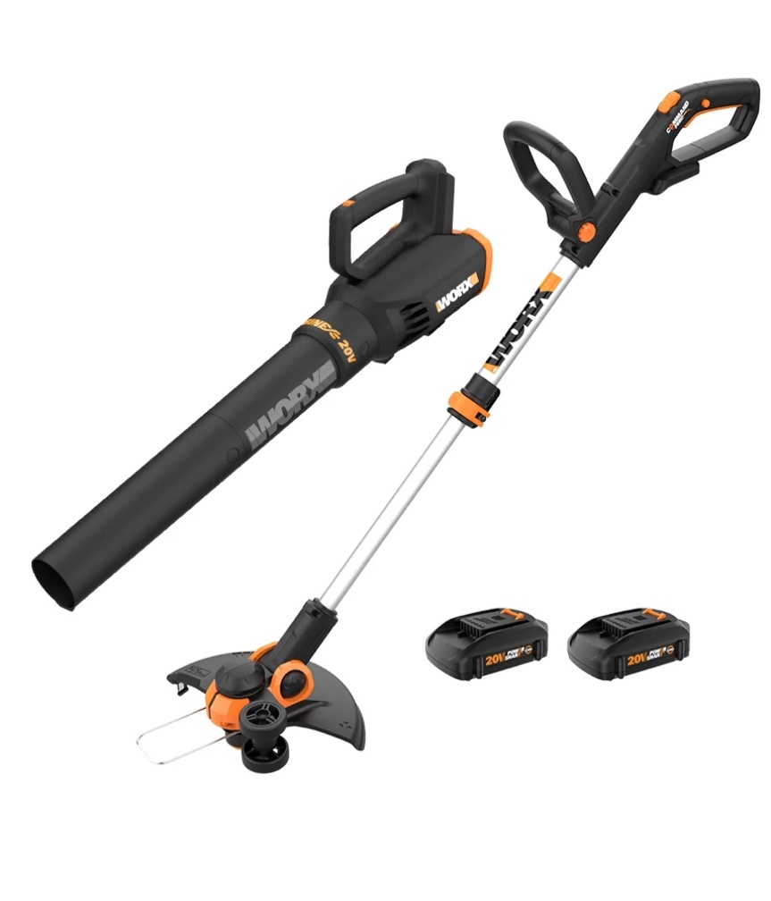 Worx WG928 20V Power Share GT 3.0 Trimmer & Turbine Blower (Batteries & Charger Included)