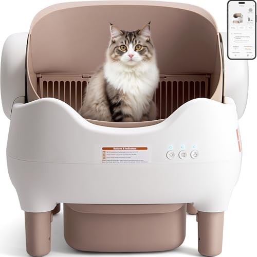 Kitplus Self Cleaning Litter Box Automatic Cat Litter Box with APP Control Odor-Free Waste Disposal Includes Trash Bags Large Waste Bin Open-Top