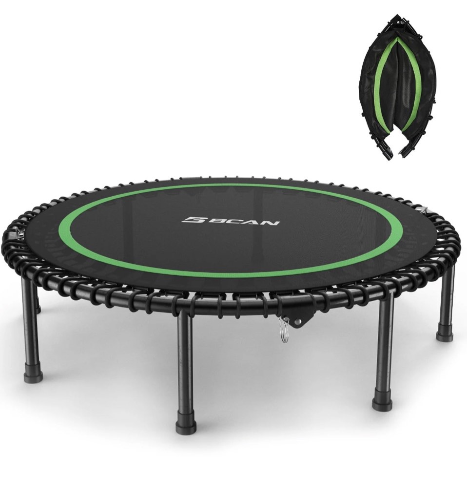 BCAN 48" Fitness Trampoline with Bungees, 550LBS Foldable Mini Trampoline