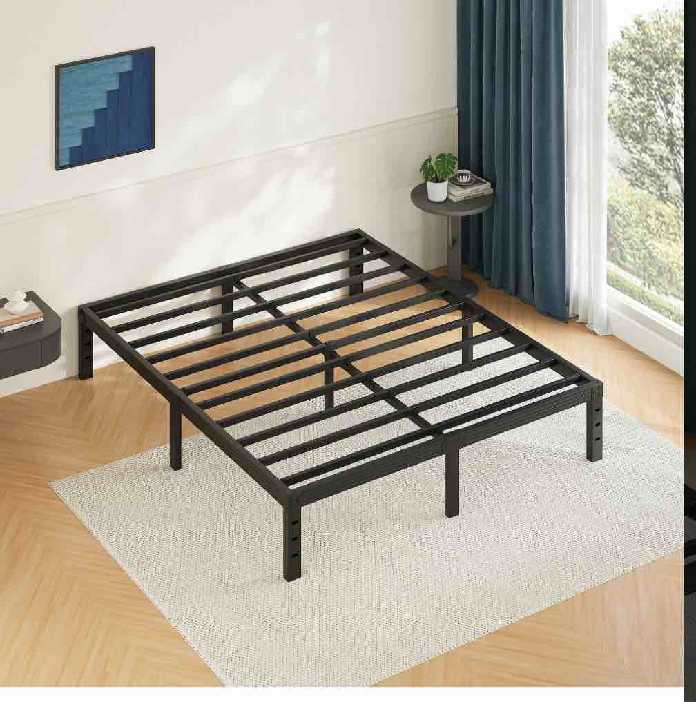 FSCHOS 14 Inch Queen Size Bed Frame, Heavy Duty Metal Platform, No Box Spring Needed, Easy Assembly, Black