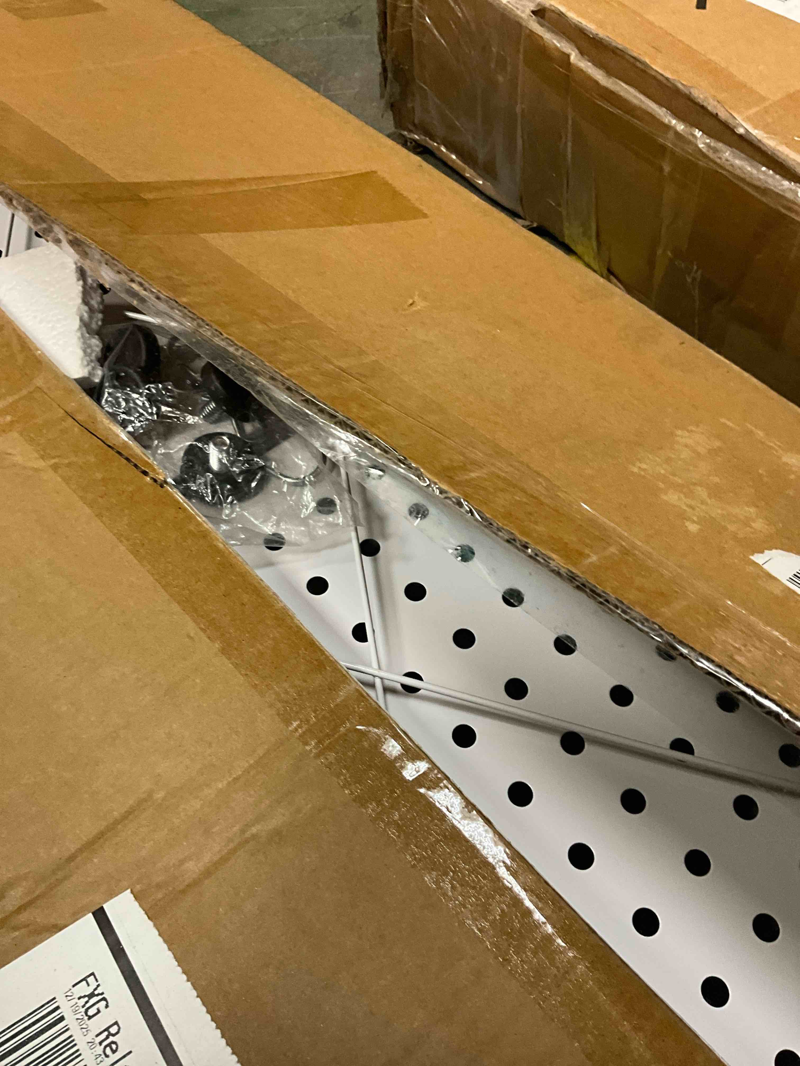 Condition photo showing New/Like New for COOKCOK 5-Tier Storage Shelving Unit  Metal Shelf 27.9 x13.4 x62.5  Foldable Storage Shelf with Wheels  Garage Shelf  Metal Storage Rack  Kitchen Shelf with 4 Hooks  No Assemble Require  White