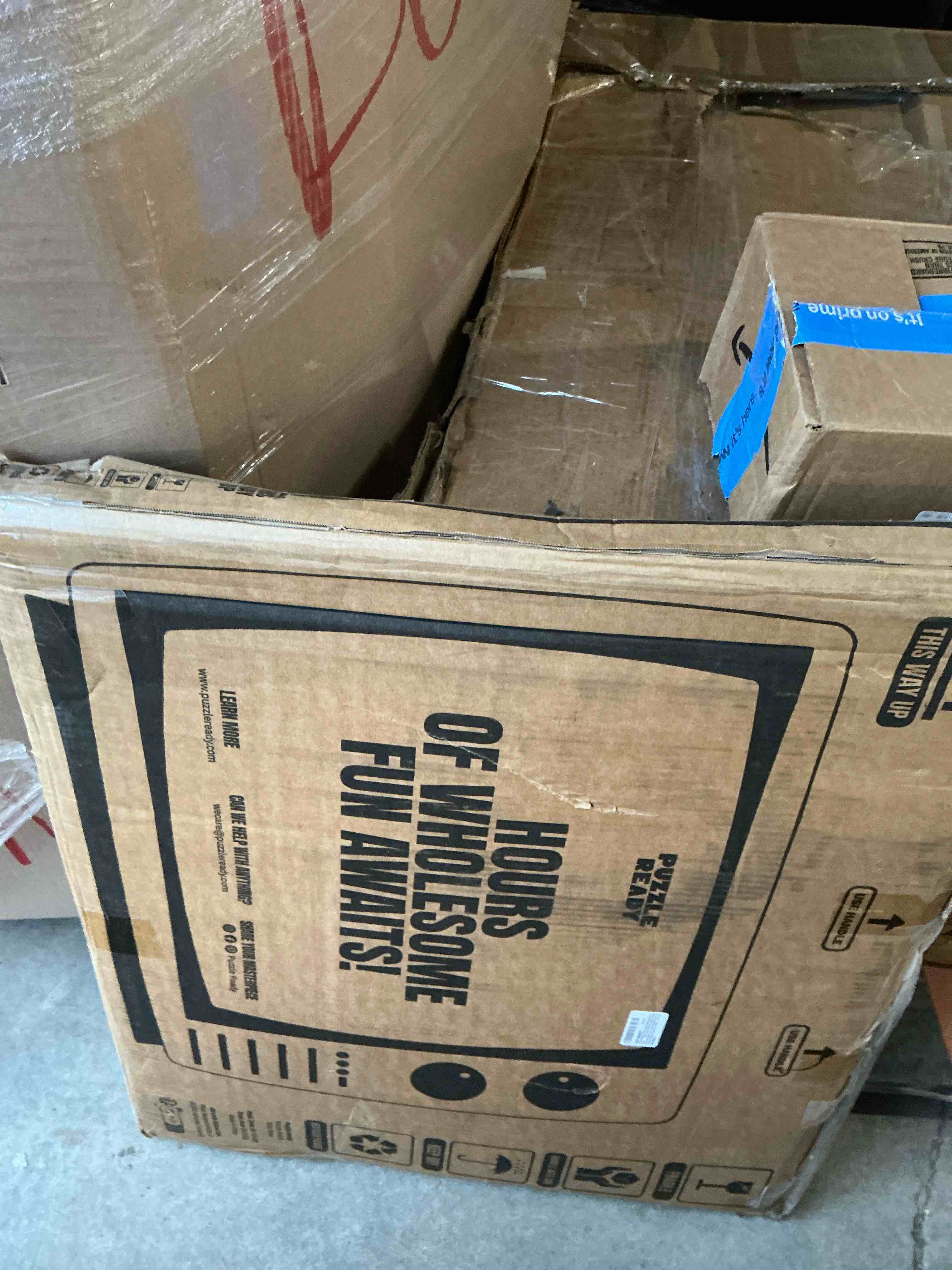 Condition photo showing Good Condition for Puzzle Ready Puzzle Board with Drawers & Cover - 1000 Pieces Wooden Jigsaw Puzzle Table Mat with Lazy Susan Spinning Cover & Colorful Sorting Trays for Family - 24”x 30”