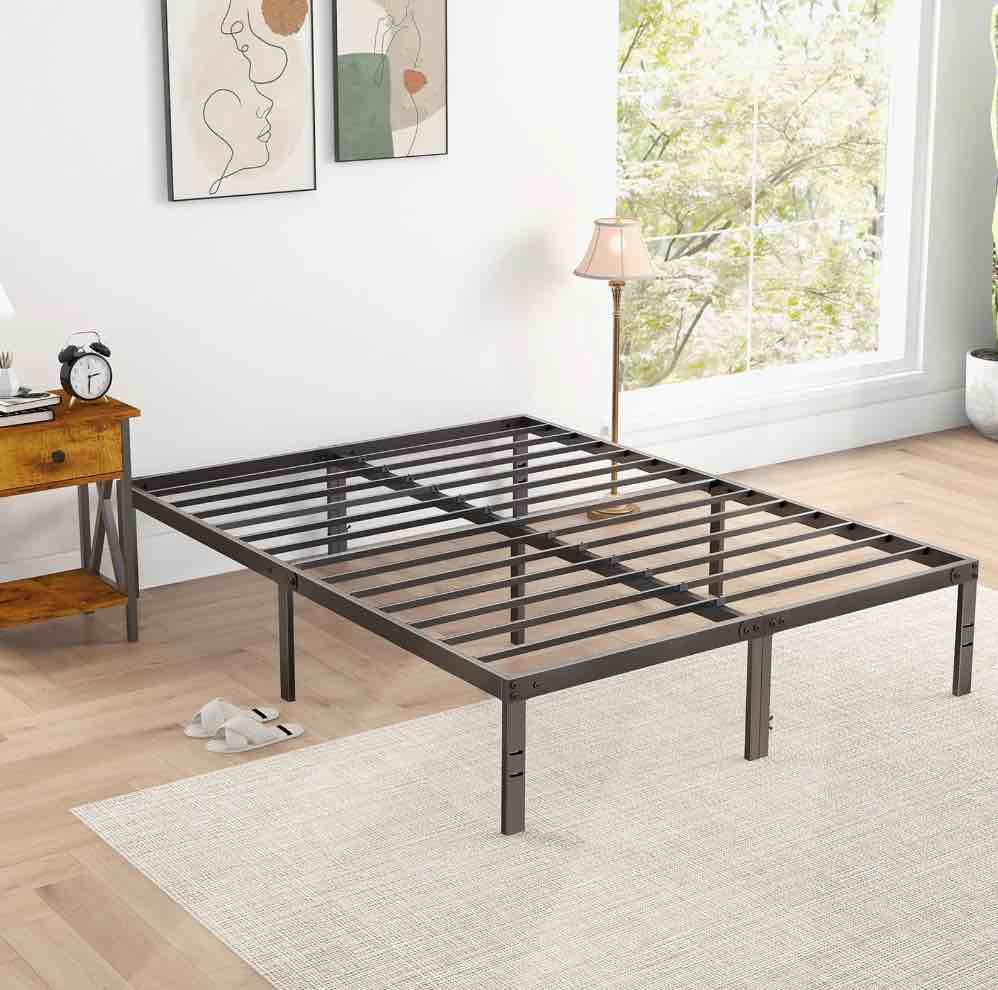edx Bed Frame - Full Size Heavy Duty Platform Bed with Underbed Storage, 14-Inch High Steel Slat Support, Non-Slip Design, No Box Spring Required