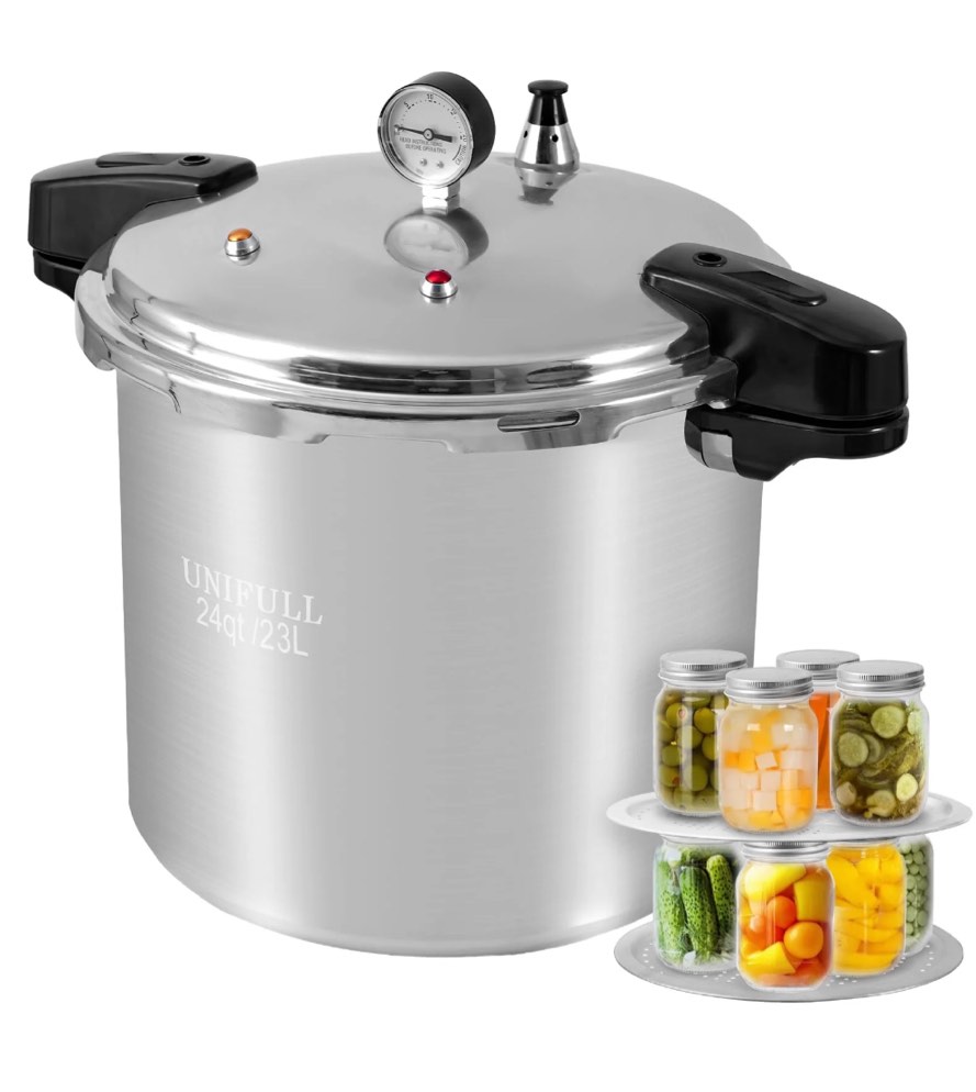 UNIFULL 24 Quart/23 Liter Pressure Cooker,Pressure Canner with Pressure Gauge,Pressure Relief Valve - 14 PSI,and Sealing Ring