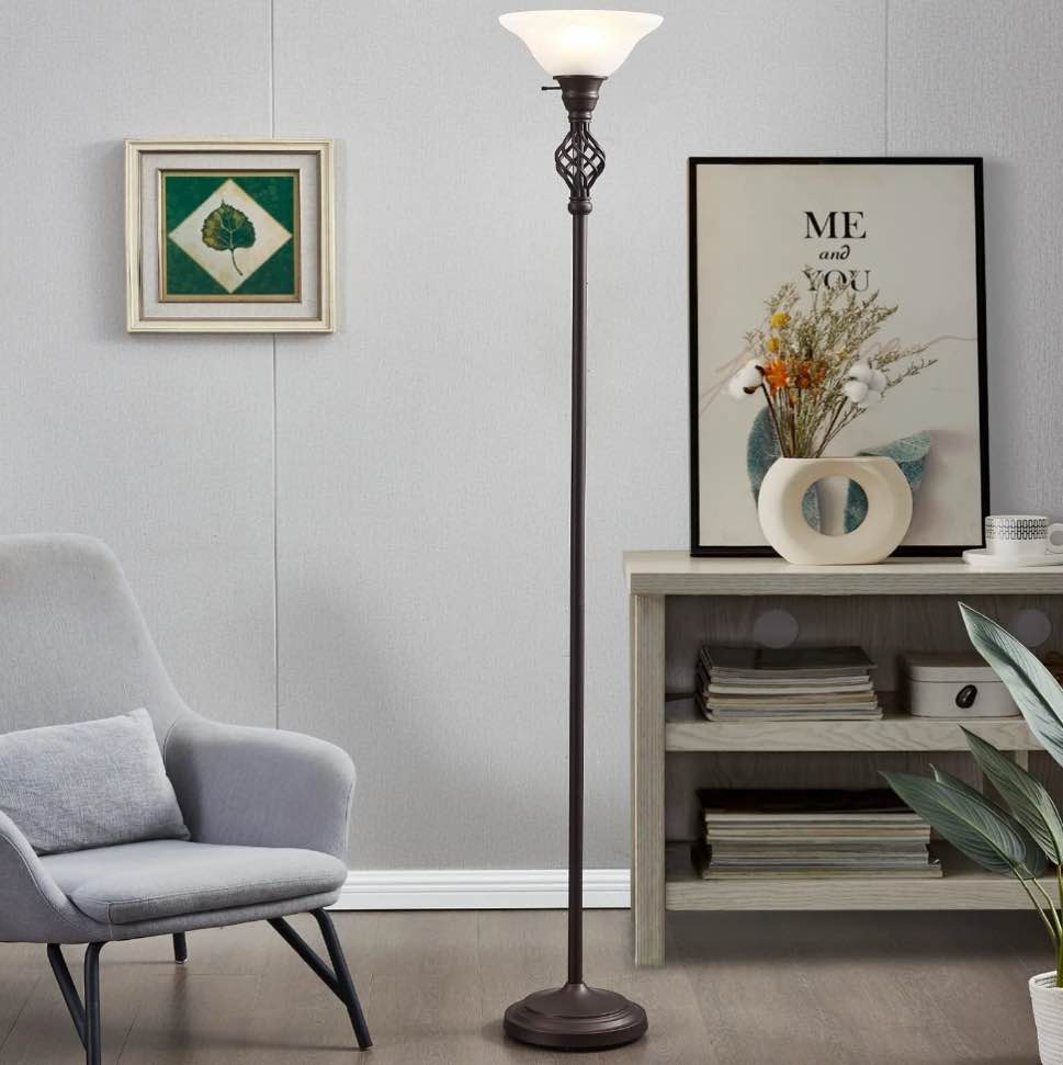 NATYSWAN Floor Lamp for Living Room  72  Modern Bedroom Standing Lamp with 8W LED Bulb  3000K Eye Protection Torchiere for Bedroom  Office  Living Room (Red Brown)