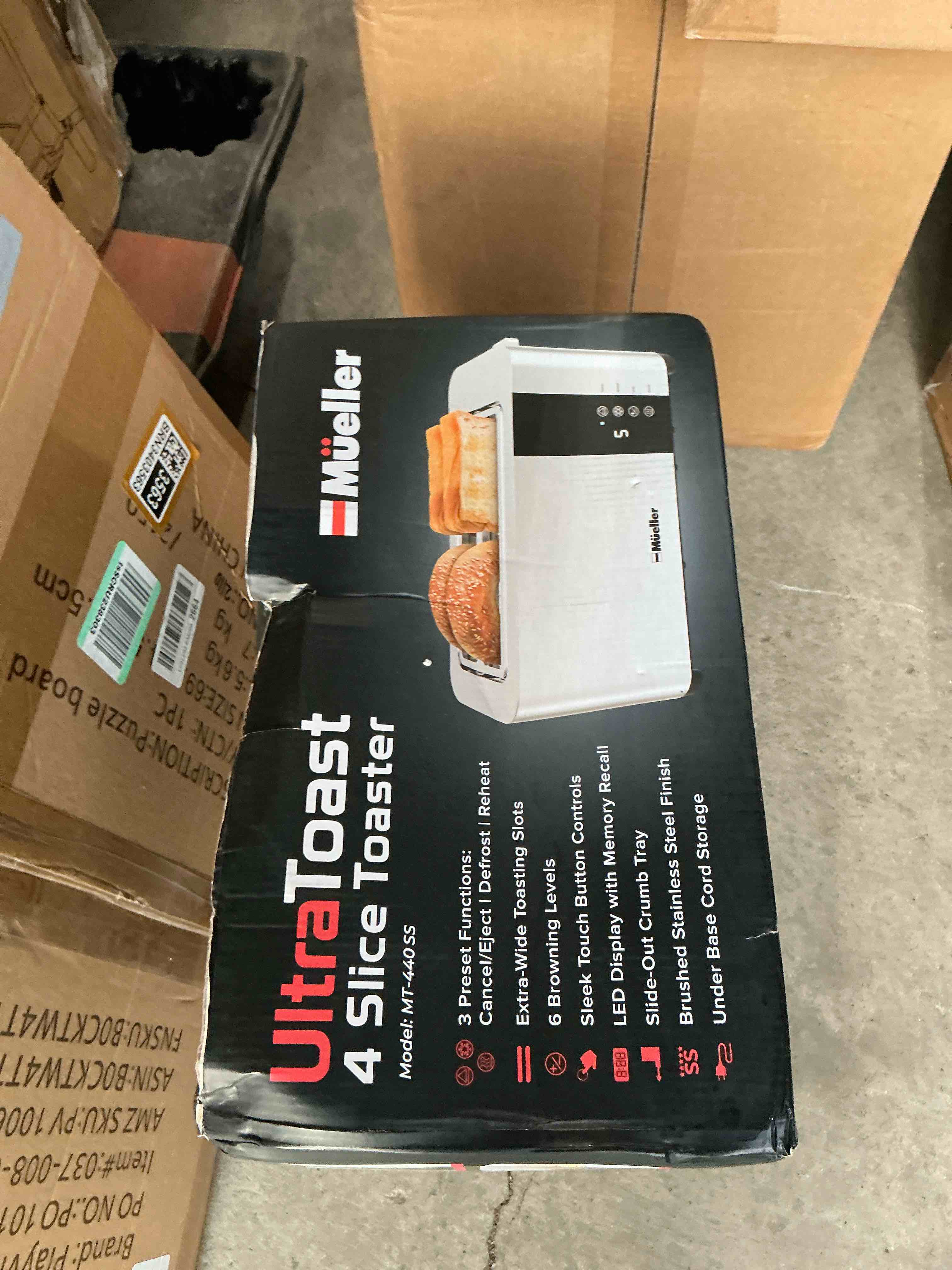 Condition photo showing Good Condition for Mueller UltraToast Full Stainless Steel Toaster 4 Slice, Long Extra-Wide Slots with Removable Tray, Cancel/Defrost/Reheat Functions, 6 Browning Levels with LED Display (B091SQRKVG)