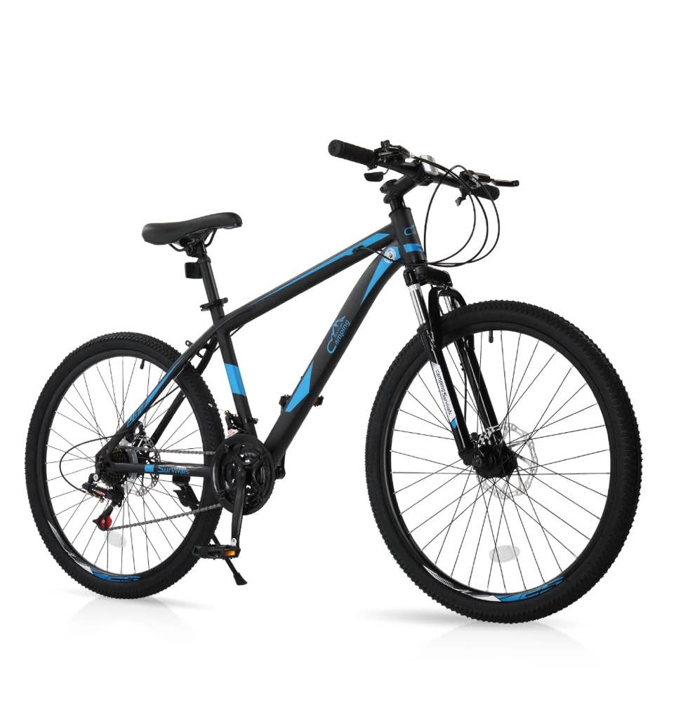 ubesgoo 26" lightweight explorer mountain bike, 21-speed for men and women disc brakes & suspension, blue/black