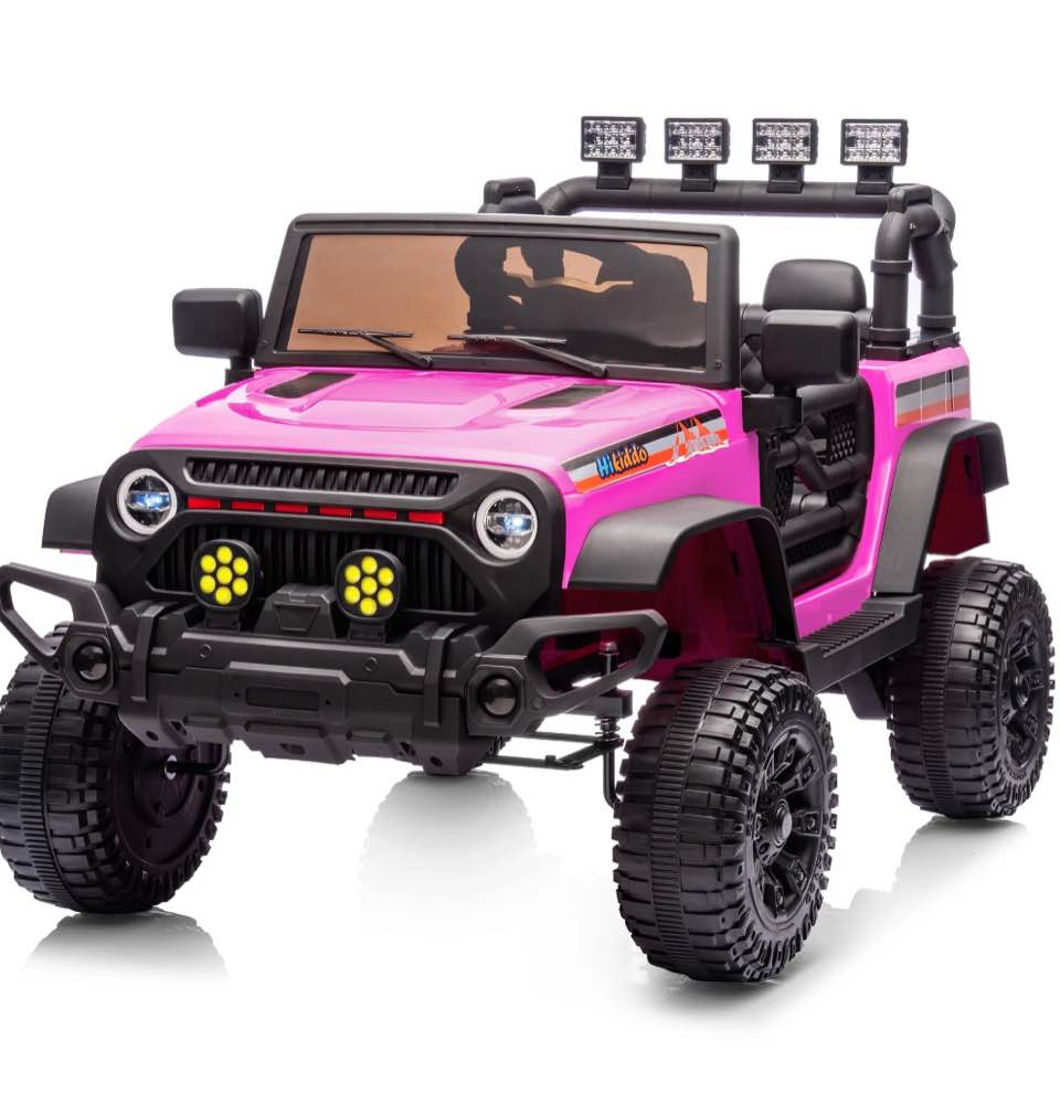 Hikiddo Kids Ride on Truck Car, 12V Ride on Toy Electric Cars for Kids w/ Remote, Bluetooth - Pink