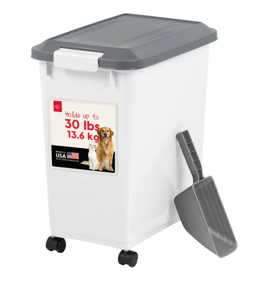 IRIS 30 Lbs. Airtight Pet Food Container | Dog & Cat Food Storage Bin with Scoop