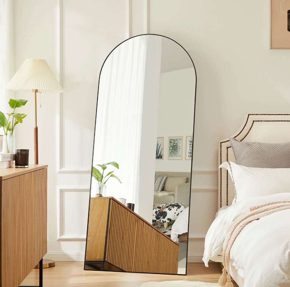 CONCETTA 71"x26" Arched Full Length Mirror, Full Body Standing Mirror Floor Mirrors, Black