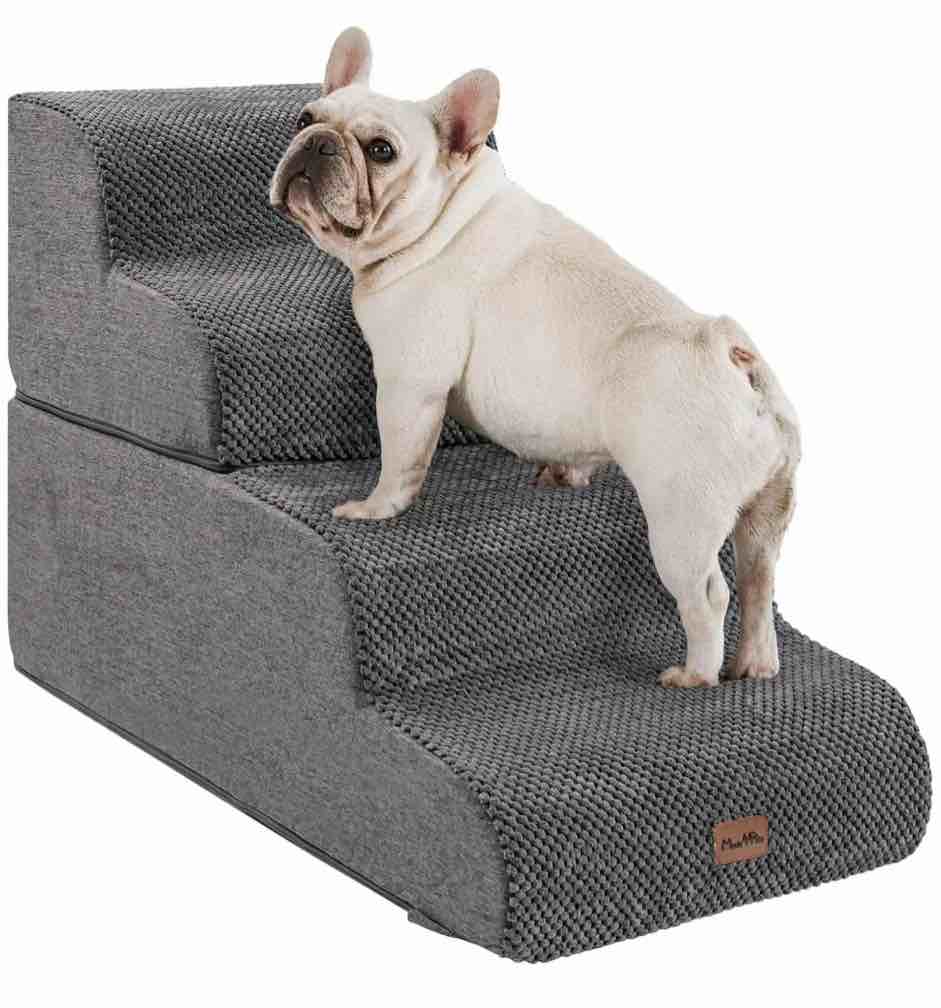 Made4Pets Dog Stairs Ramp for Bed, 4-Step Dog Steps for High Bed Couch Sofa Climbing, Gray