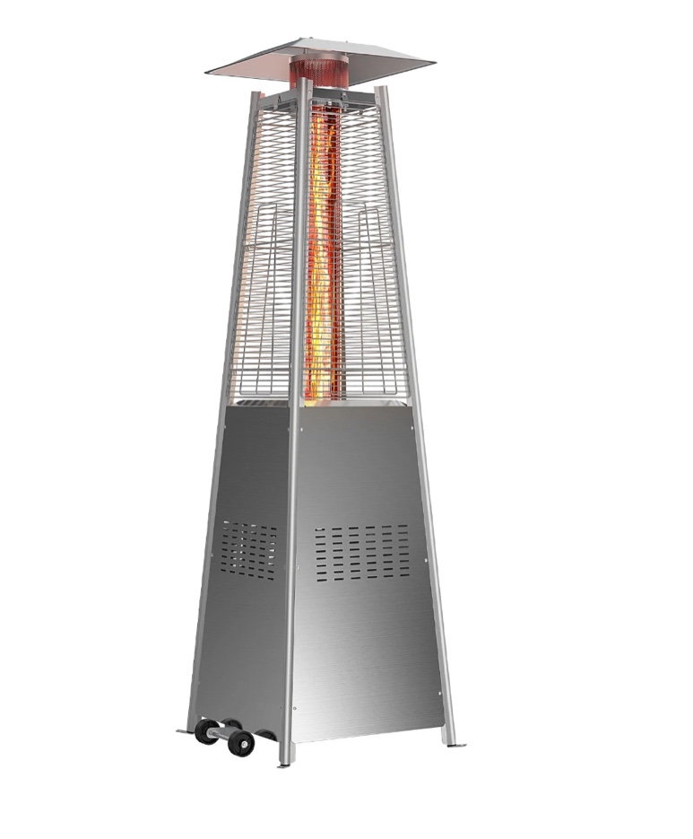 edx 42000 btu outdoor propane patio heater tower with wheels, stainless steel