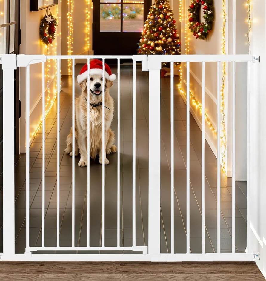 baby safety gate, extra tall 36 inch ,wide 29.5"to 48.8" baby gate for stairs and doorway,gate for ages 6 to 36 months,white