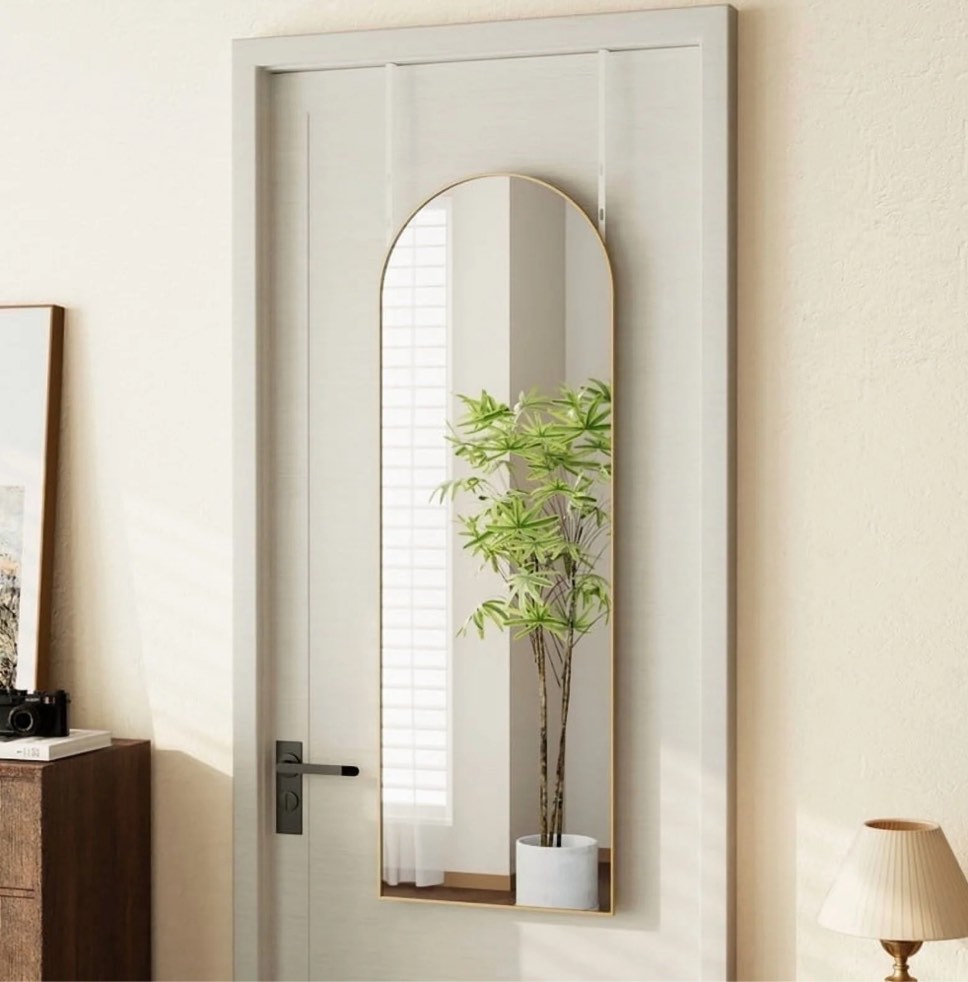 beautypeak 48"x 14"arched full length mirror wall mounted door mirror,glod