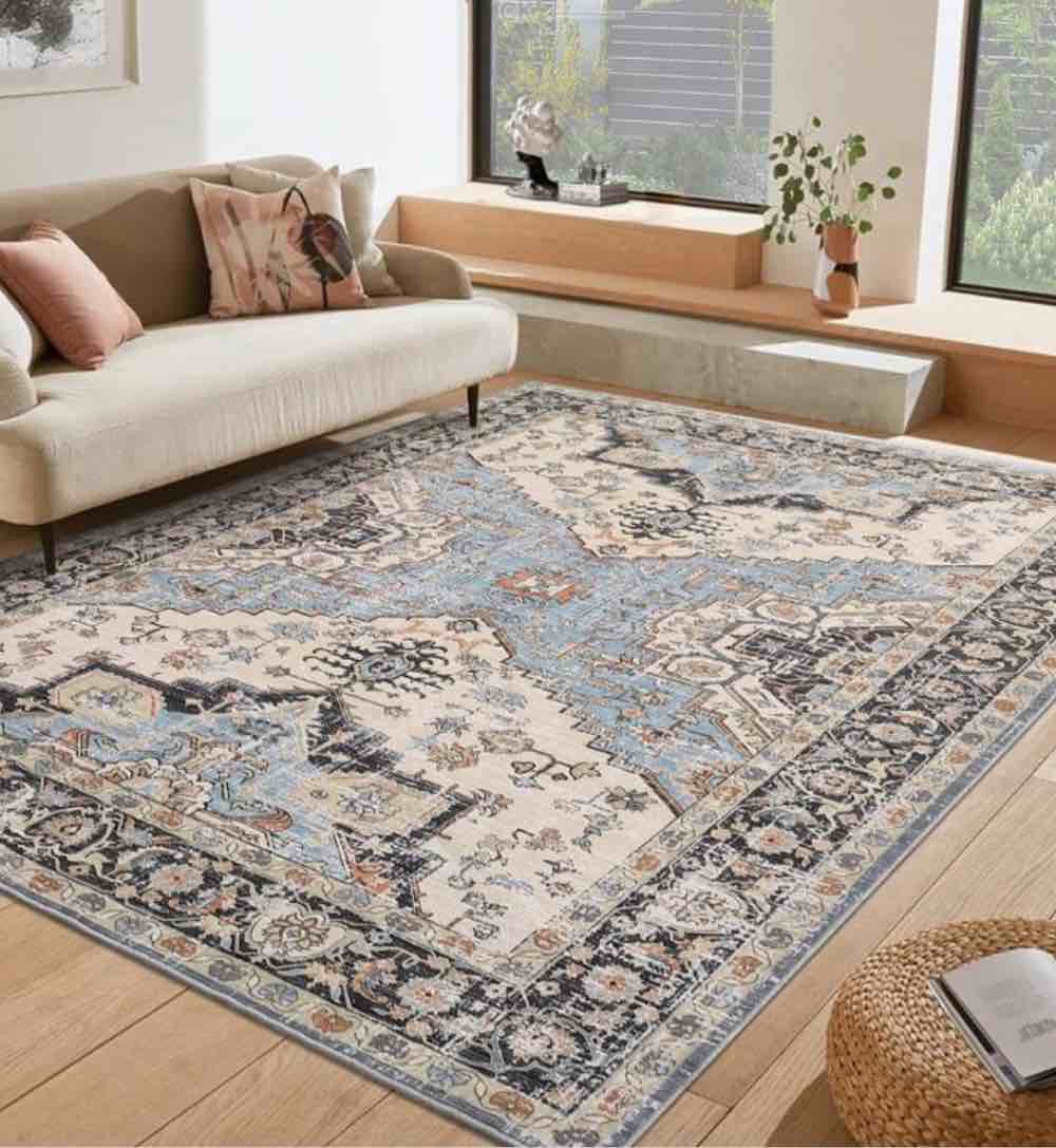 5'x7' buttercup diamond vintage persian style woven rug blue - threshold™