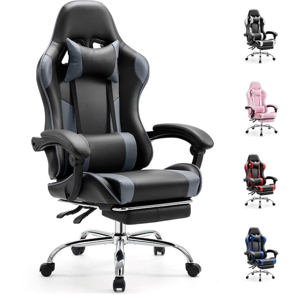 EDX Ergonomic Gaming Chair High Back Office Chair with Lumbar Support and Adjustable Armrests Swivel Racing Chair, Black and Gray