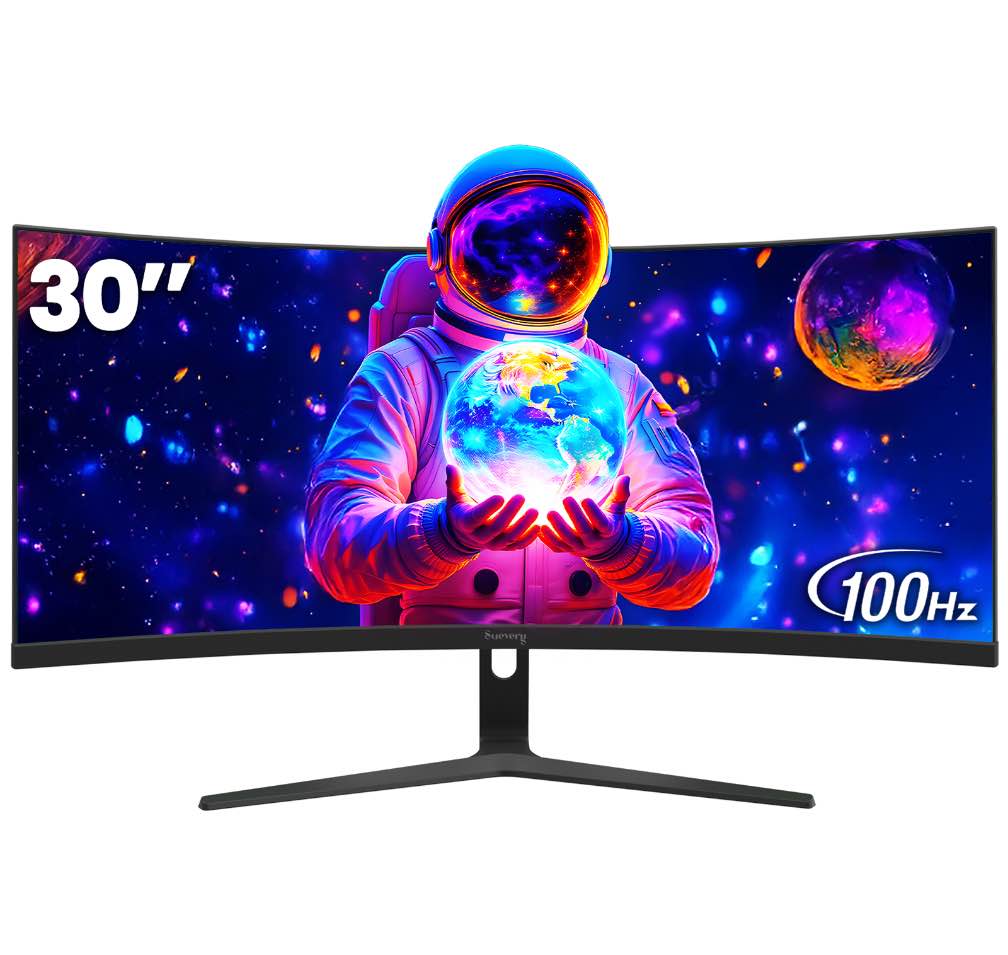 suevery 30" 100hz ultrawide curved monitor,21:9 wfhd (2560x1080),1500r,99% srgb,hdmi/dp,black
