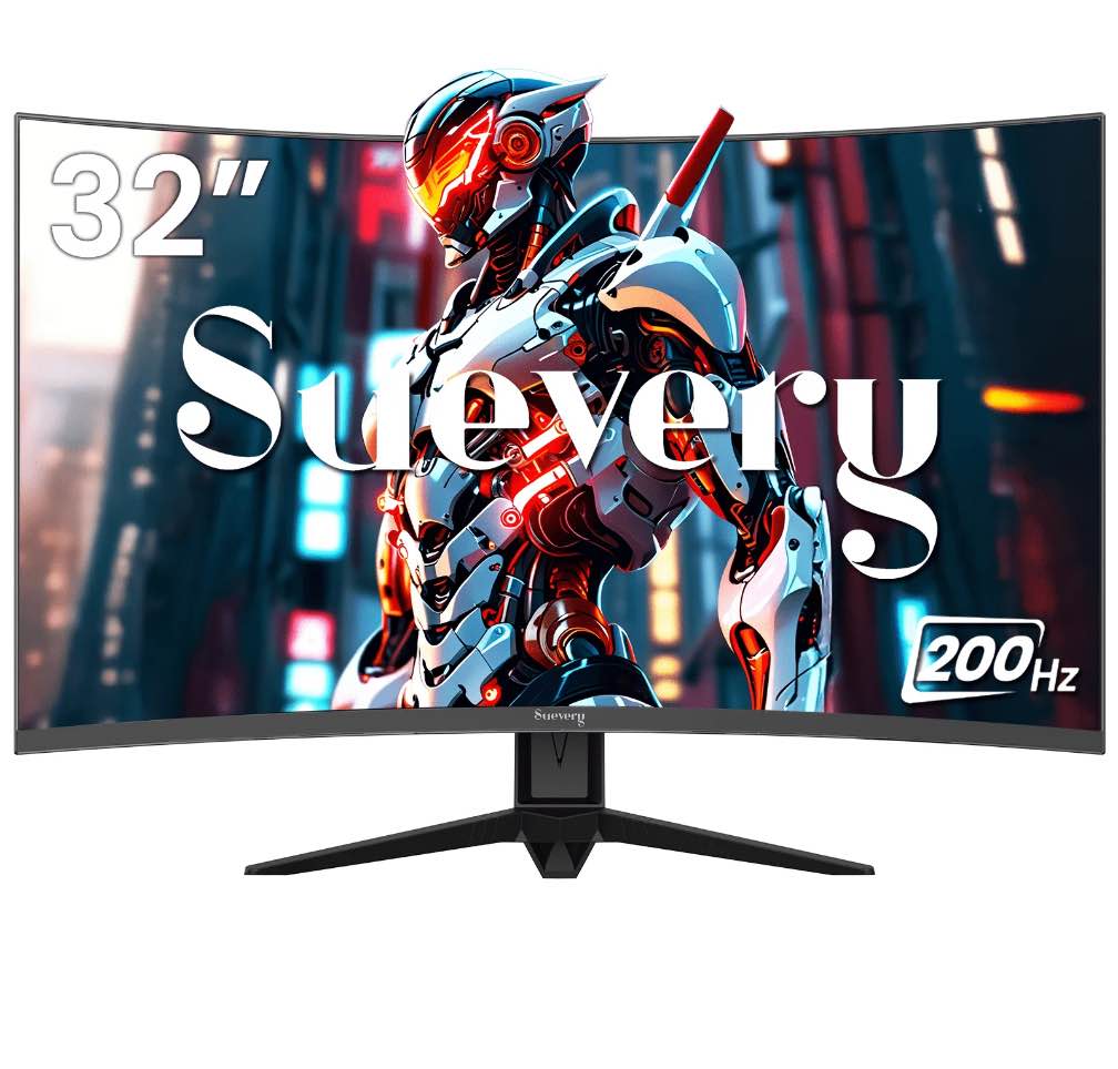 suevery 32" 200hz curved gaming monitor, fhd/1920*1080p computer monitor, 120 %srgb, freesync, hdmi/dp-black