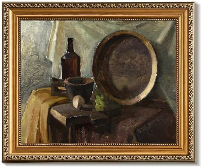 uniro Vintage Gold Framed Wall Art for Home Decor, Farmhouse Wall Decor Still Life Canvas Artwork, A