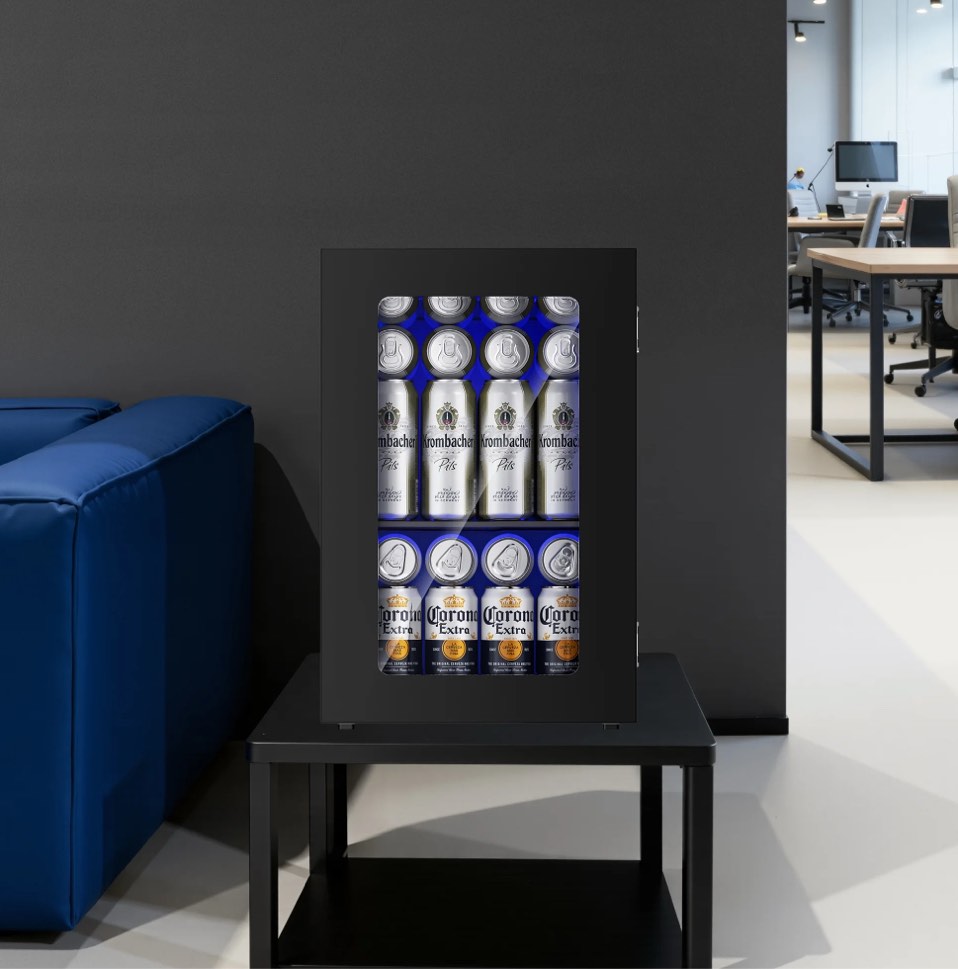 Simzlife 6 Bottles and 24 Cans Mini Beverage Refrigerator & Portable Wine Cooler Refrigerator with Glass Door  Mini Countertop Wine Fridge for Home/Office/Bar Black