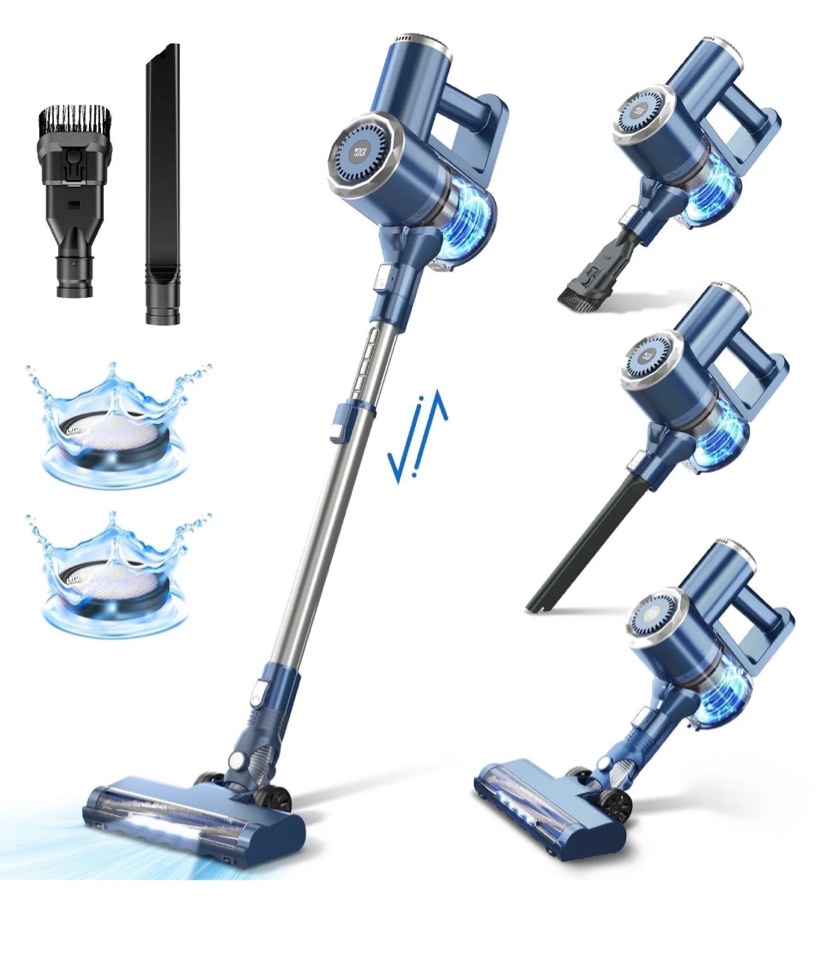 Prettycare Cordless Stick Vacuum Cleaner Lightweight Upright for Carpet Hard Floor Pet Hair W200