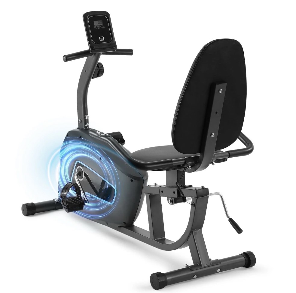 Naipo Recumbent Exercise Bike Stationary Indoor Cycling Bike Quiet 8 Level Adjustable Resistance with Large Heart Rate Handle andLCD Monitor Device Holder for Home Gym Workout 300 lbs Weight Capacity