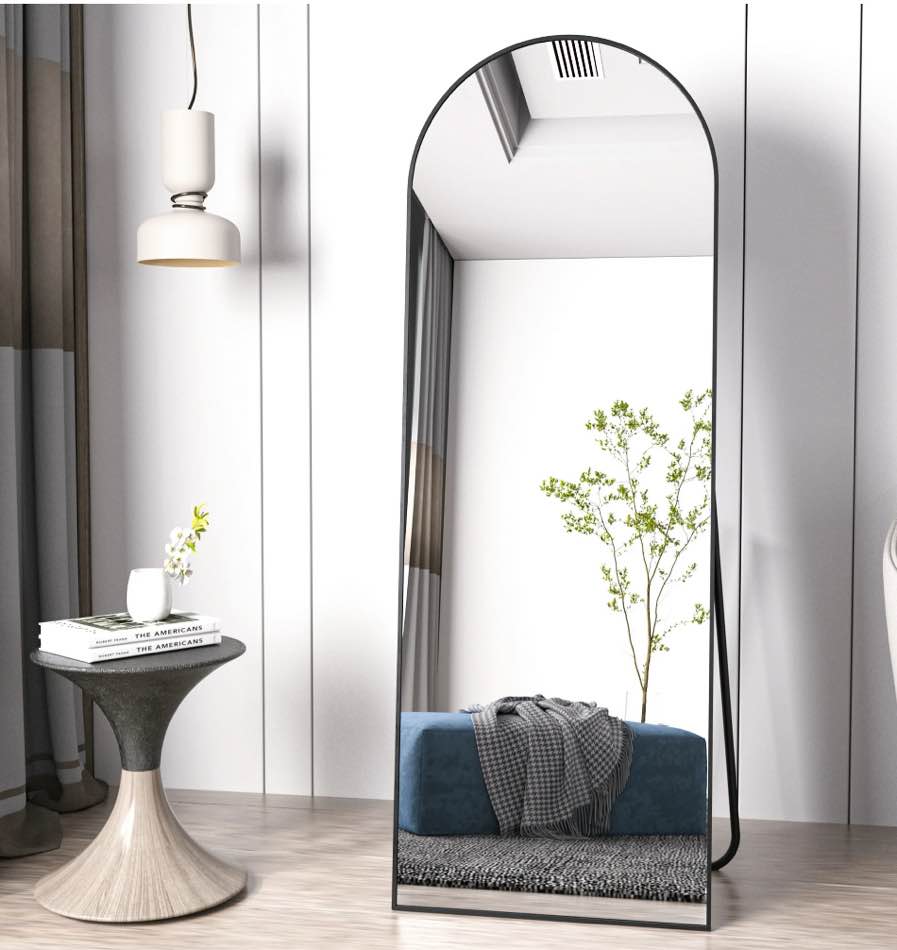 beautypeak arched full length floor mirror 59.1 x16  full body standing mirror black