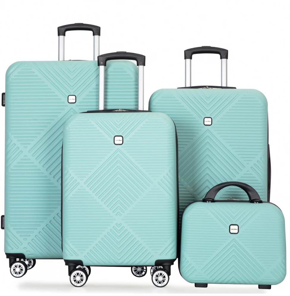 tripcomp luggage sets 4 piece suitcase set (14/20/24/28)hardside suitcase with spinner wheels lightweight carry on luggage(light blue)