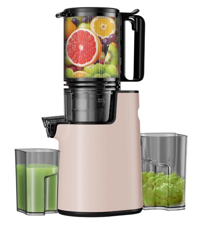 YPONE Cold Press Juicer, Masticating Juicer with 5.4" Wide Feed Chute, 350w Slow Juicer Machines Fit Whole Vegetables and Fruits,Juice Extractor Machine with High Juice Yield, Easy to Clean(Pink)