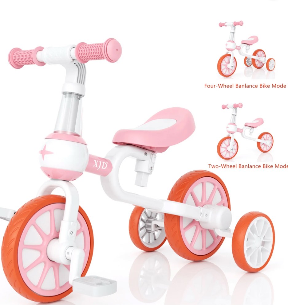 xjd 3 in 1 kids tricycles for 1-3 year olds trikes for toddler tricycles baby bike pink