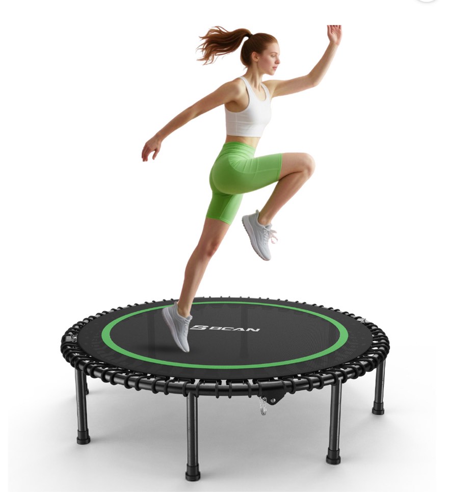 BCAN 40" Fitness Trampoline with Bungees, 450LBS Foldable Mini Trampoline
