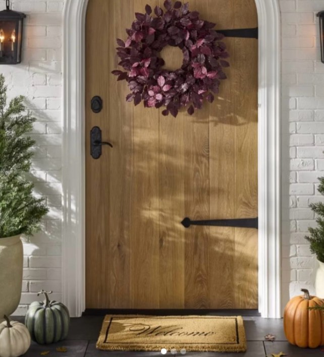 artificial leaf wreath arrangement burgundy - threshold™ designed with studio mcgee: faux polyester floral, indoor decor, unlit