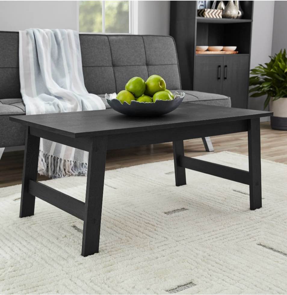 Mainstays Wood Rectangle Coffee Table, Black Finish