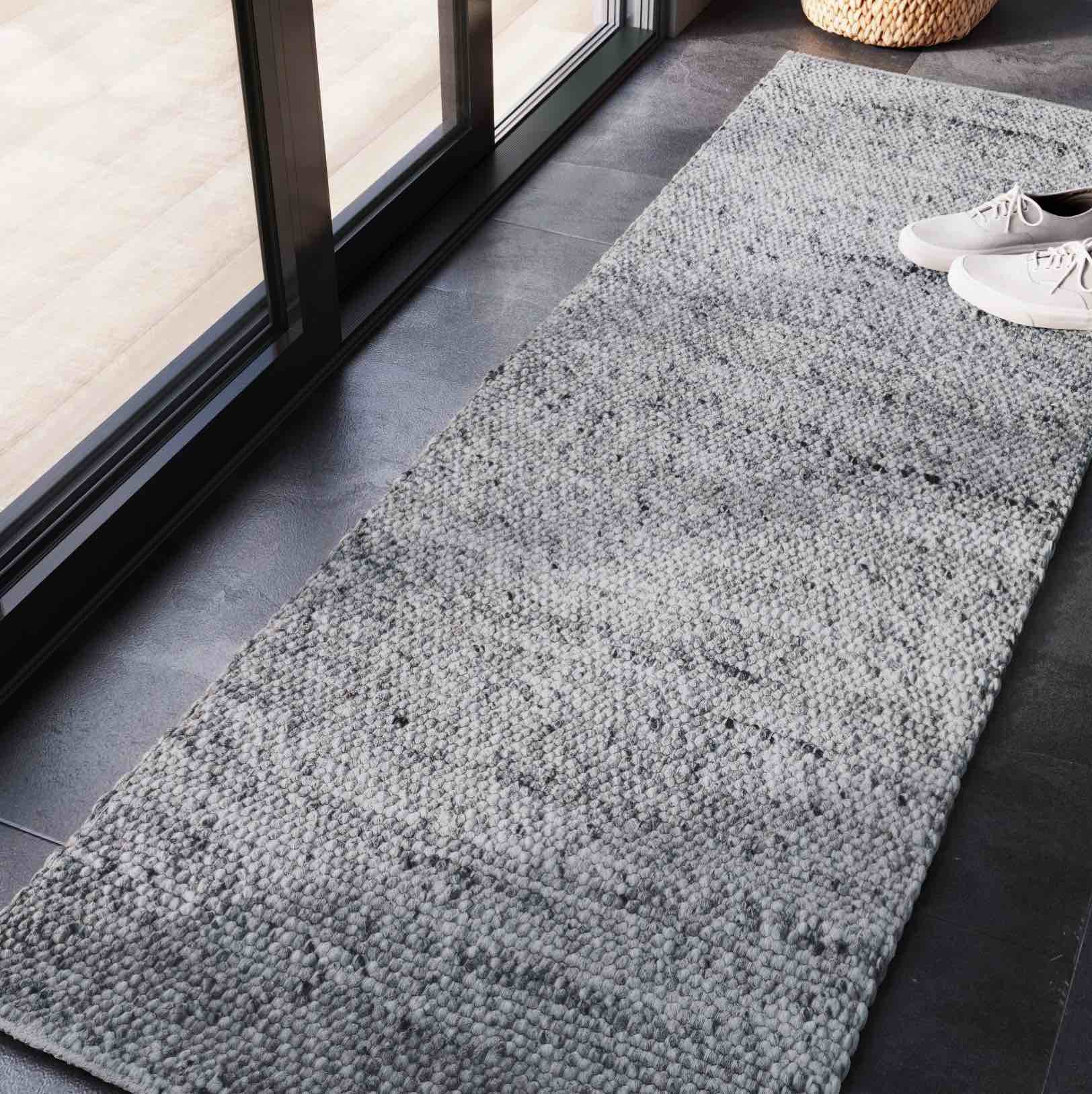 2'3"x7' chunky knit wool woven rug gray - threshold™: handmade indoor runner, goodweave certified, cotton backing